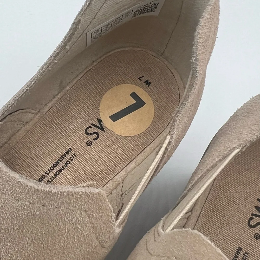 TOMS Suede Wedge Bootie Kallie‎ Cutout Oatmeal Tan Leather 7